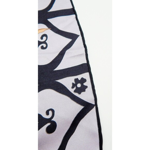 Hermes Scarf Heart Border Floral Print JEKBIR Lettering Grey Violet - Picture 10 of 16